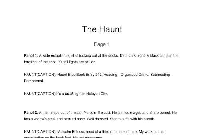 create a script for your comic or graphic novel